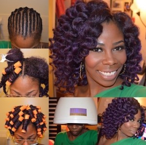 Crochet Braid Pictorial Installation with Purple Braids