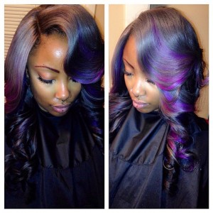 Purple And Grey Ombre Sew In Install